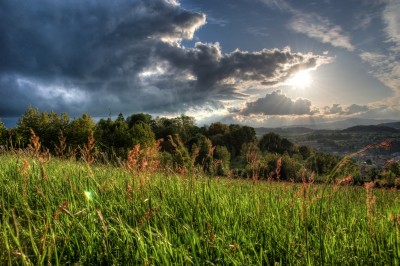 Dramatic sky obove a meadow